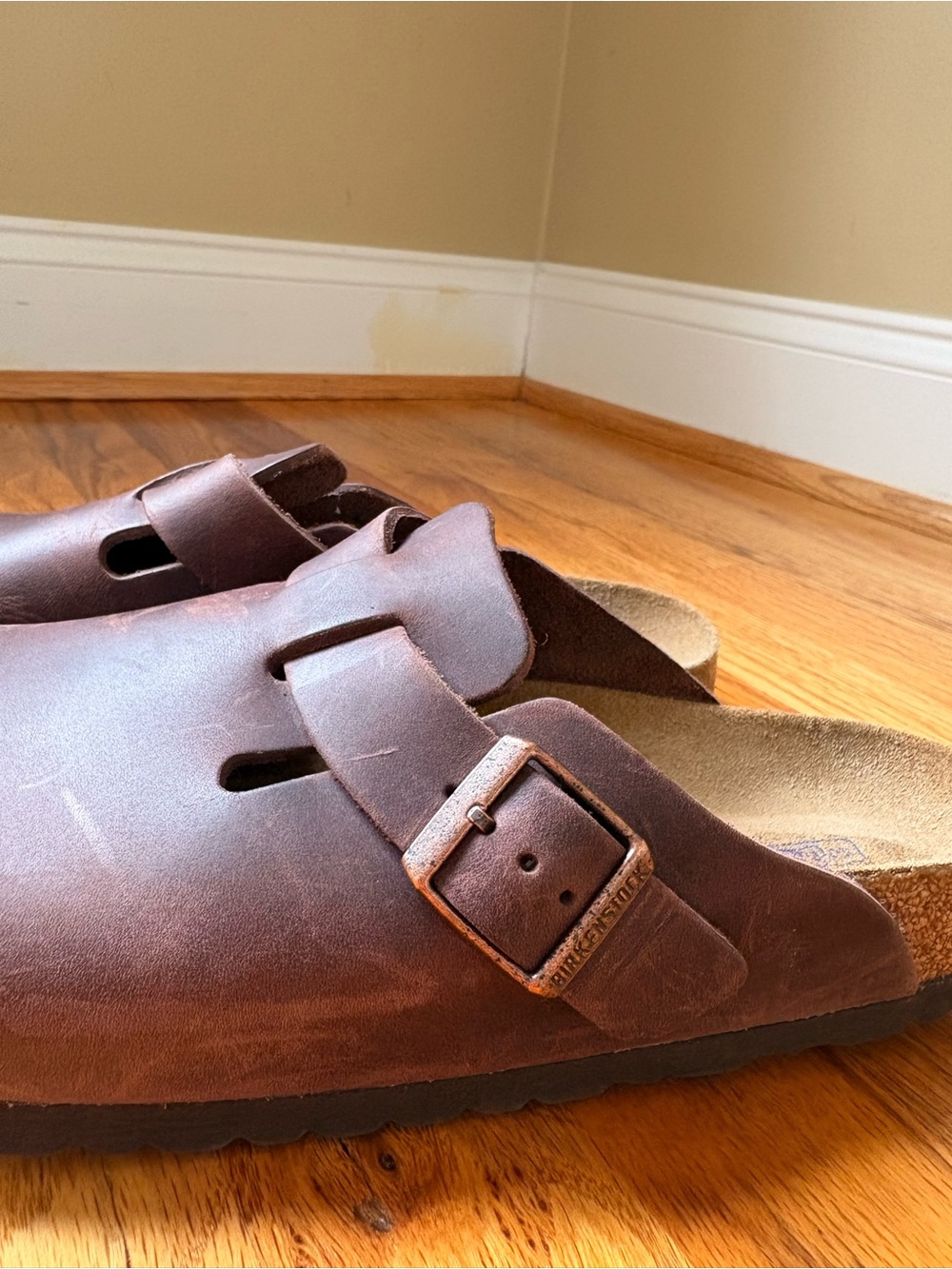 Birkenstock Boston Soft Footbed Habana Brown Oiled Leather Clog Shoes - Picture 2 of 9
